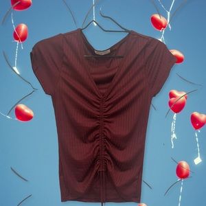 Burgundy scrunch top